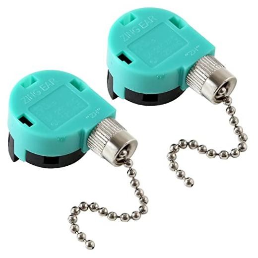 Ceiling Fan Switch 3 Speed 4 Wire Zing Ear ZE-268S6, Fan Pull 2 Piece Nickel