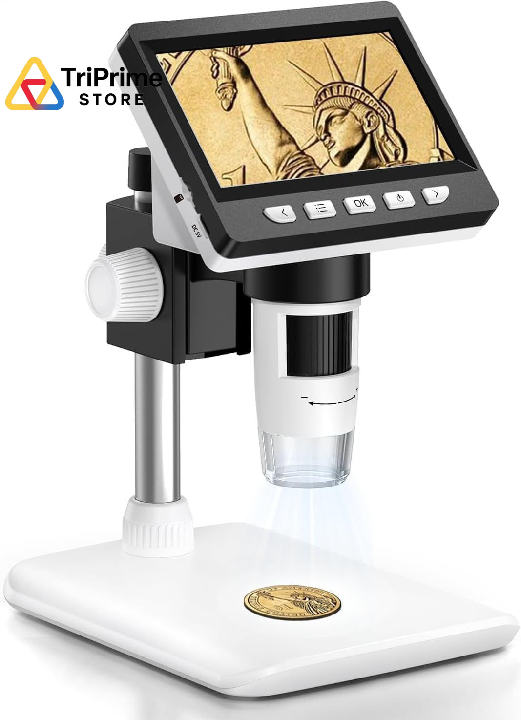 Coin Microscope, 4.3 Inch Digital Microscope 1000X 4.3Inch, White