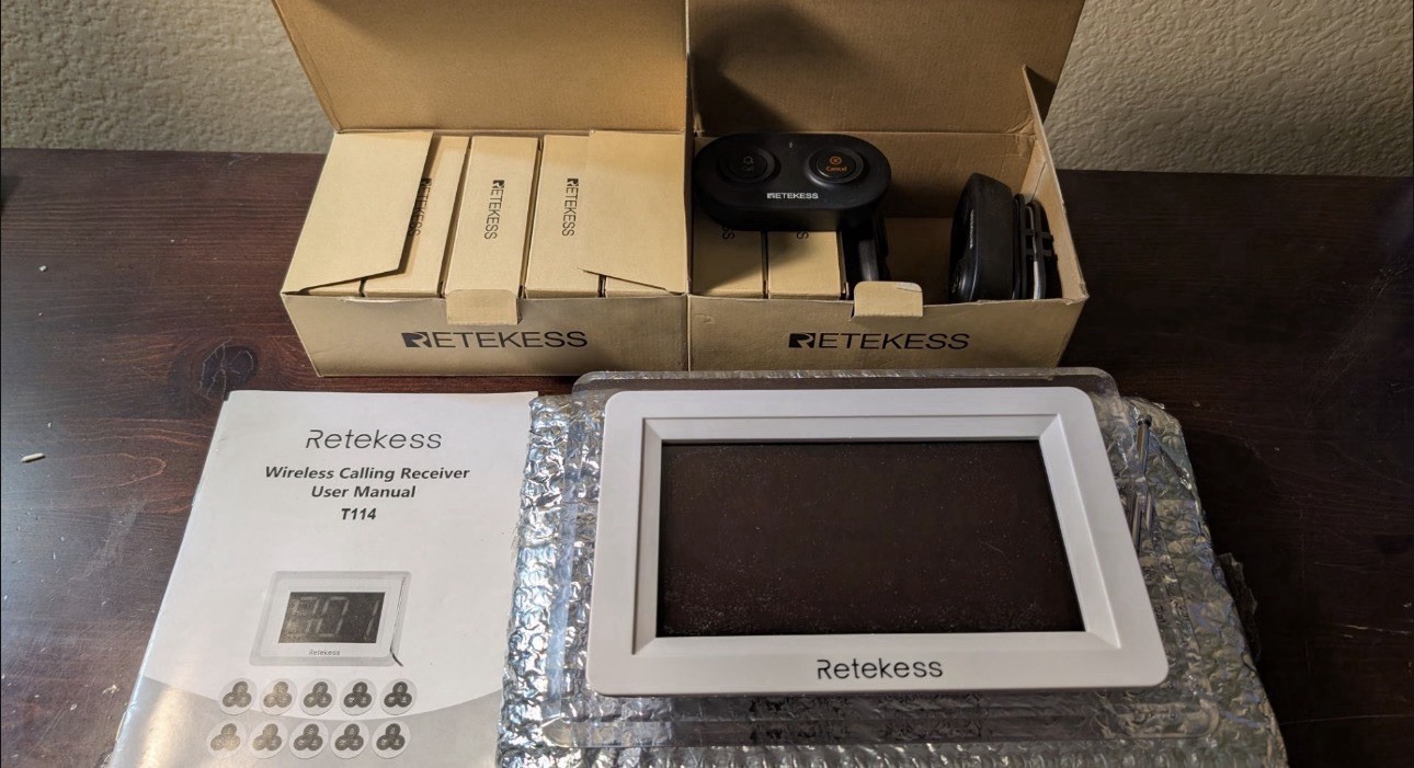 Retekess T114 Wireless Calling Receiver Kit w/ Call/Cancel Button & Manual