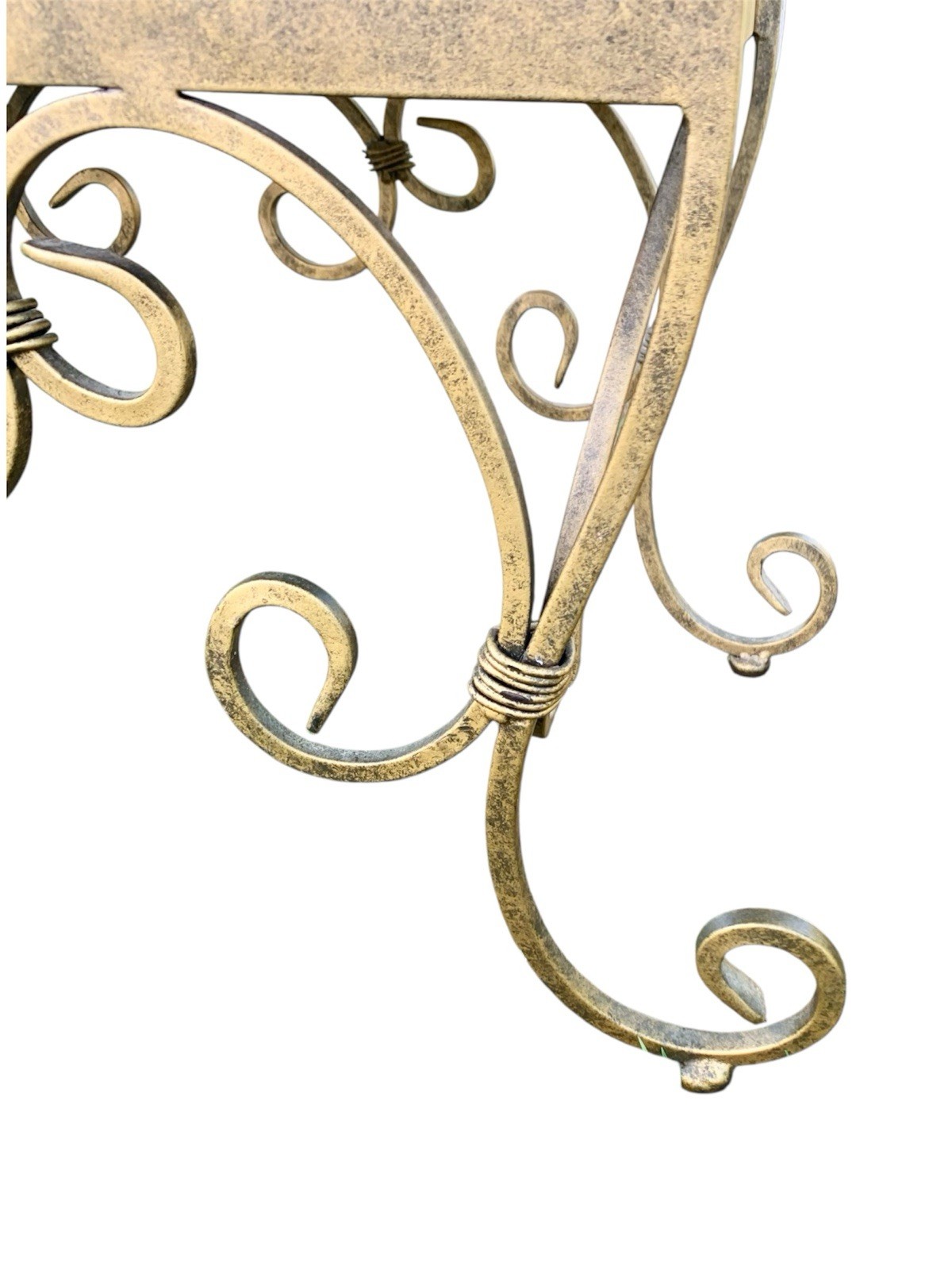 Vintage Gold Gilted Wrought Iron Metal French Regency Bridgerton Scroll Bench