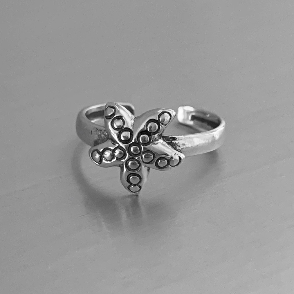 Sterling Silver Starfish Toe Ring, Silver Rings, Seashell Ring, Beach Ring