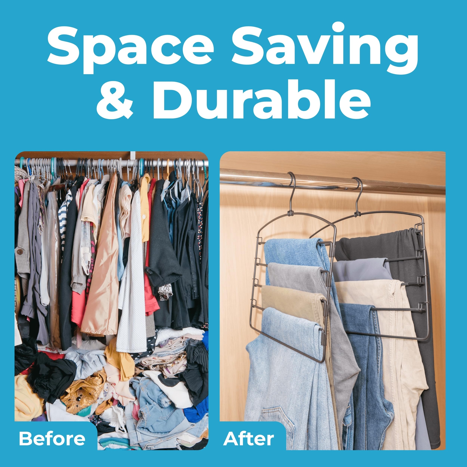 Pants Hangers 4 Pack 5 Tier Heavy Duty Metal Space Saving