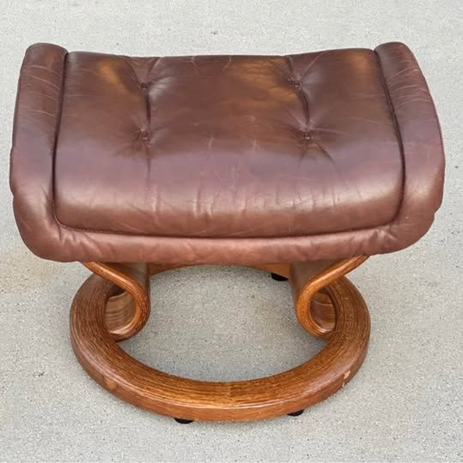 Ekornes Stressless Leather Wood Ottoman Footstool