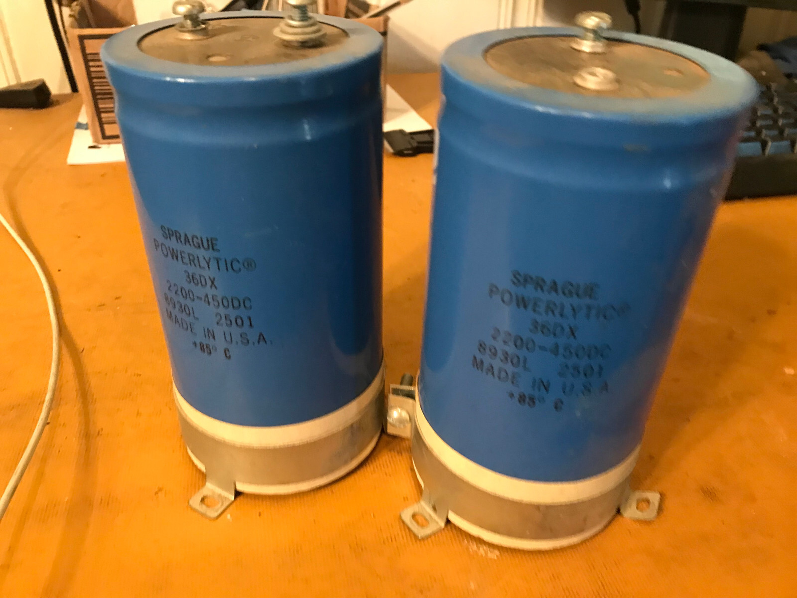 2 Sprague Powerlytic Capacitor, 2200uf 450 VDC