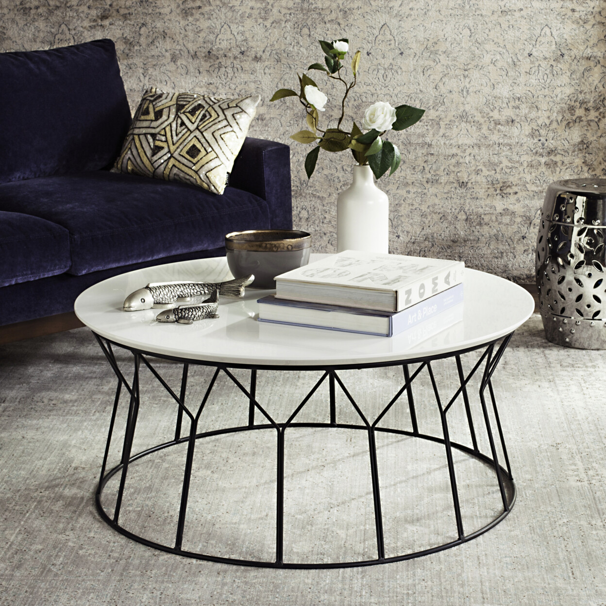 SAFAVIEH Deion Retro Mid-Century Lacquer Coffee Table | White |