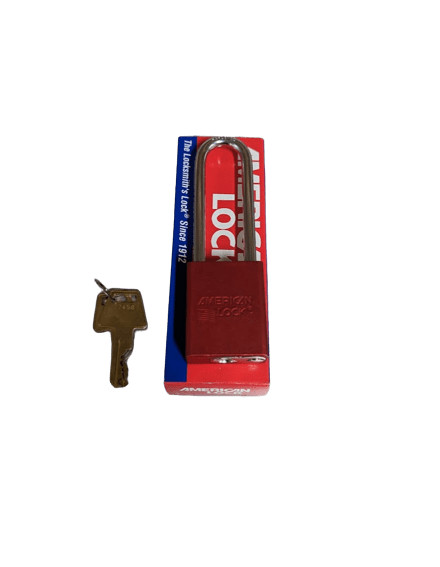 American Lock Red Anodized Aluminum Padlock 1-1/2" Wide 3" Tall Shackle A1107RED