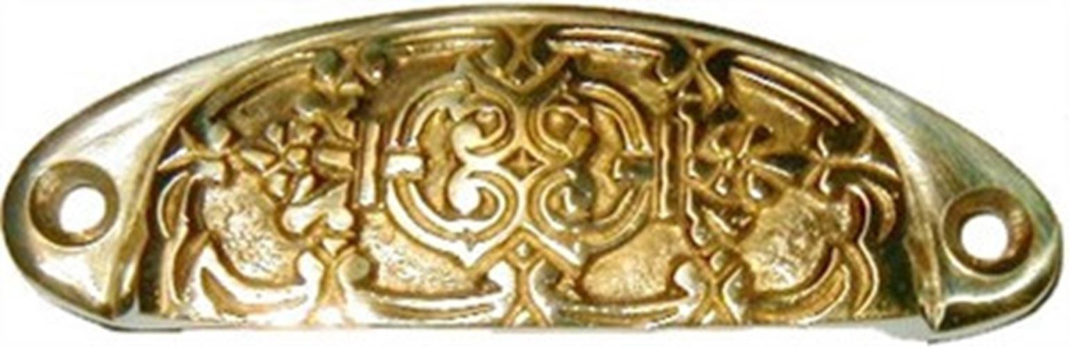 2-5/8" Victorian Style Bin Pull Cast Brass Front Mount