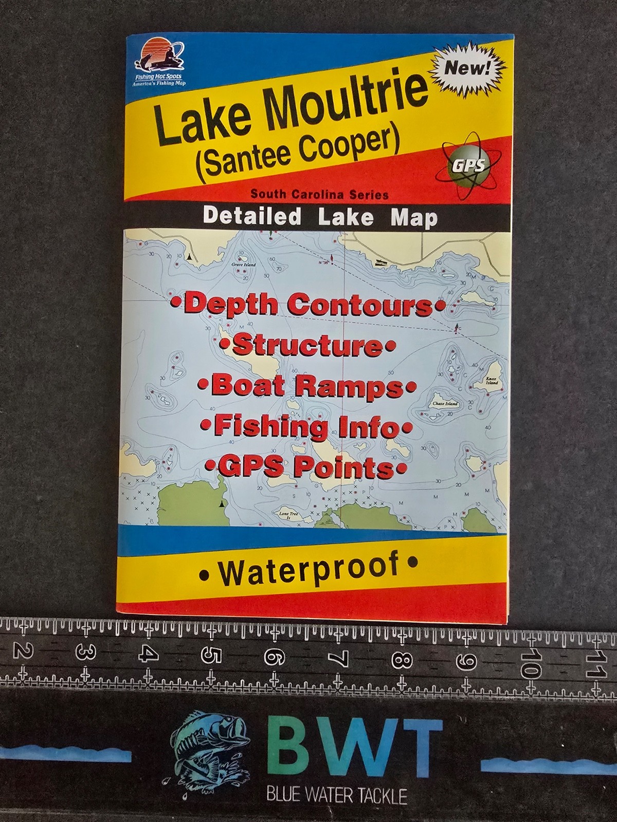 Lake Moultrie (Santee Cooper) - Lake Map *New* Fishing/Fishing House Decor