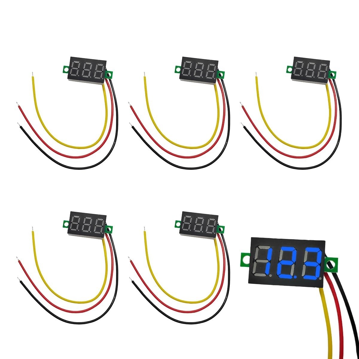 5 PCS Mini Digital Voltage Meter DC 0-30V LED Display Voltmeter