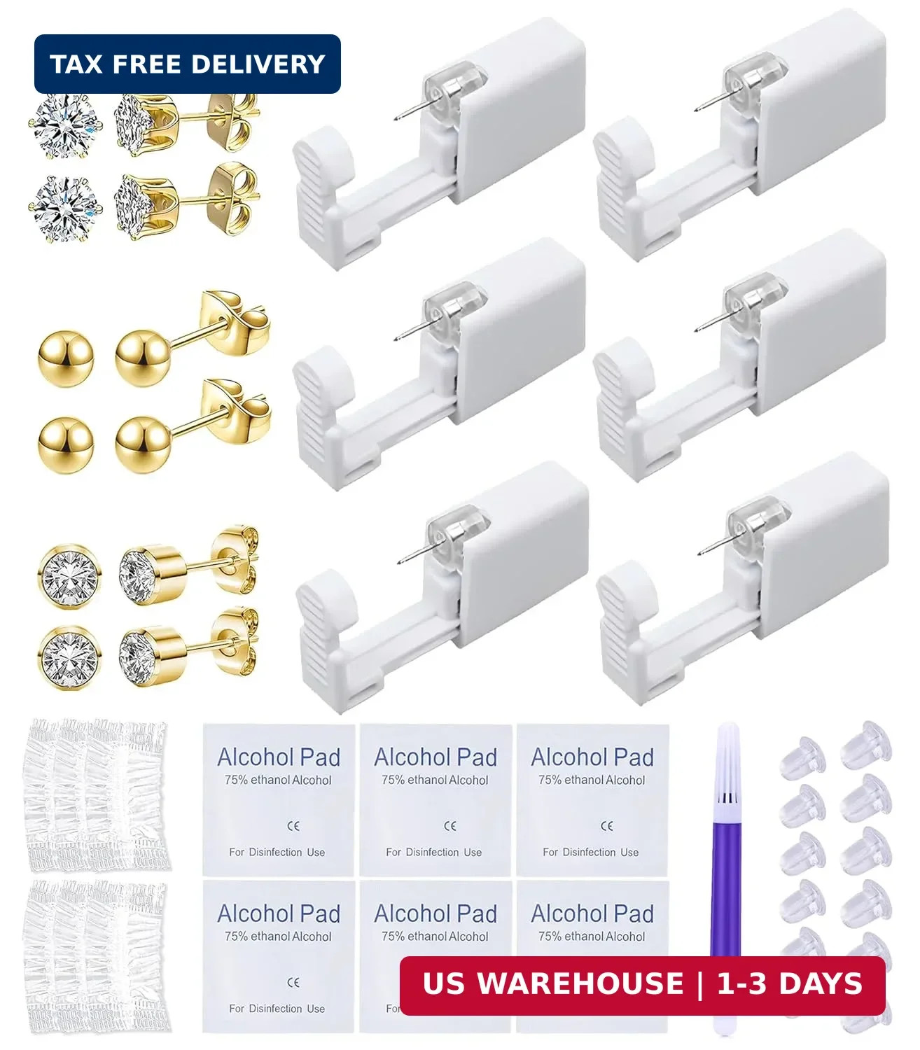 VitaCool Ear Piercing Kit Disposable Ear Cartilage Piercing Gun Kit with Sterile