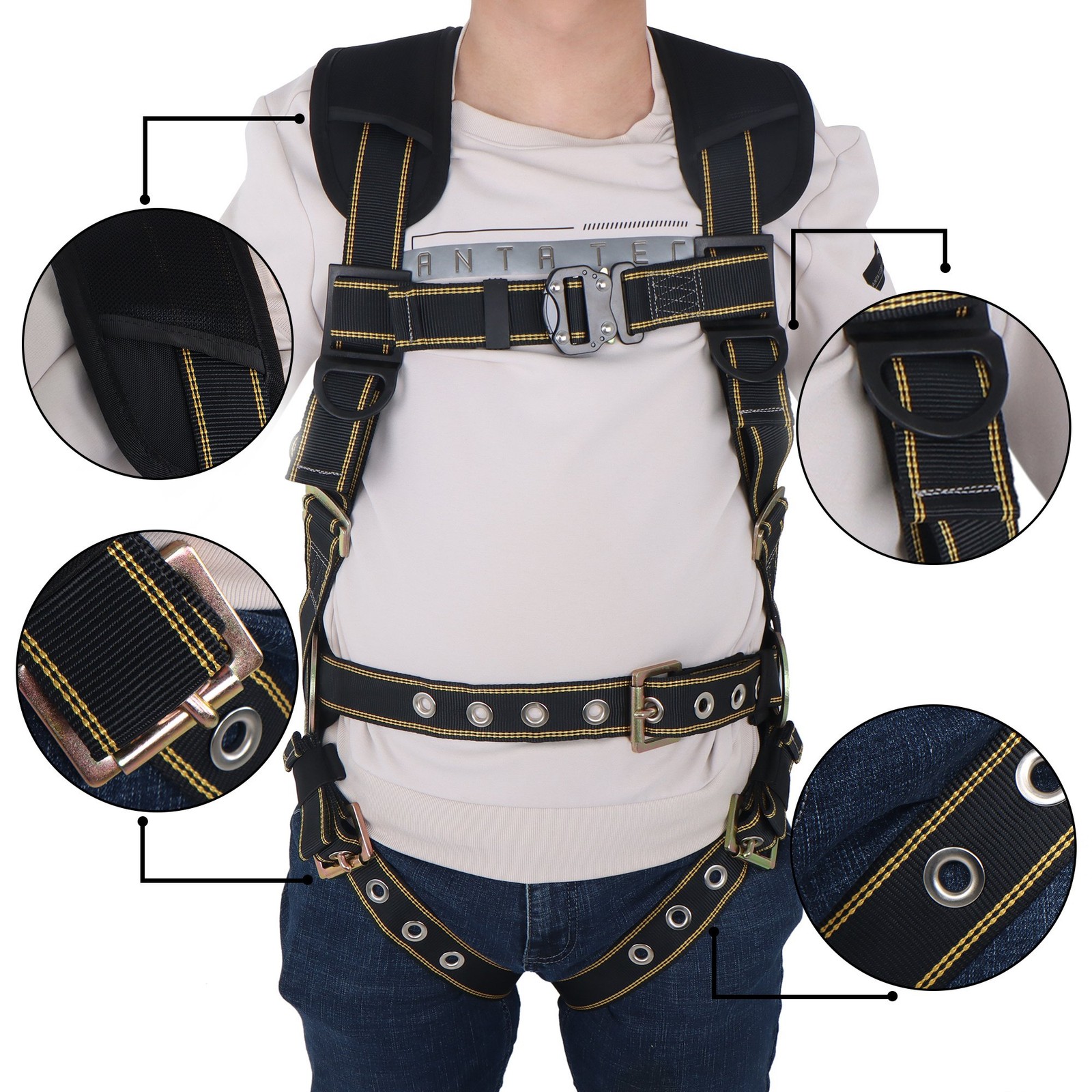Safety Harness 5 points Full Body Protection Harness Suspension Trauma Straps