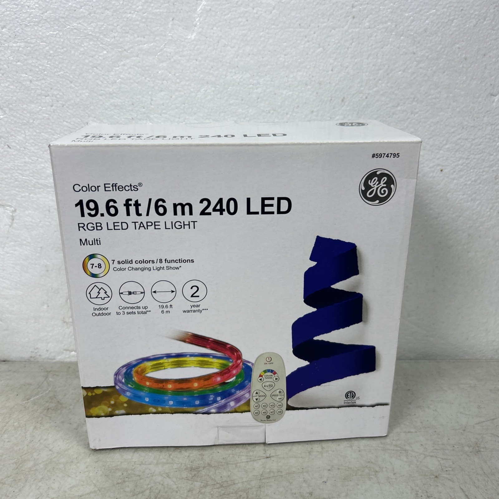 GE Color Effects 19.6ft Multicolor Integrated RGB 240 LED Christmas Tape Lights