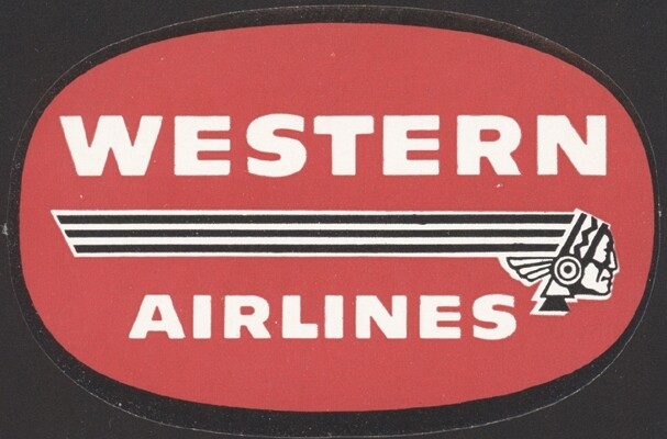 U.S., 1950s. Western Airlines Label - Indian Head