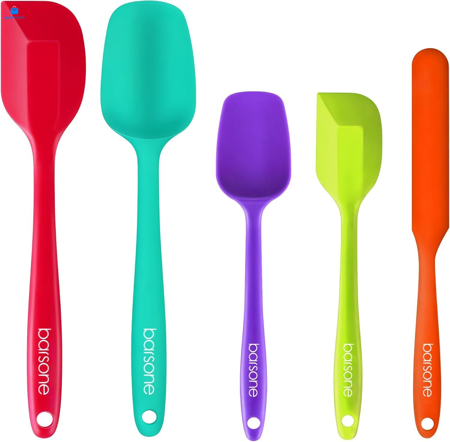 Barsone 5-Piece Silicone Spatula Set - Heat Resistant Medium, Multicolor