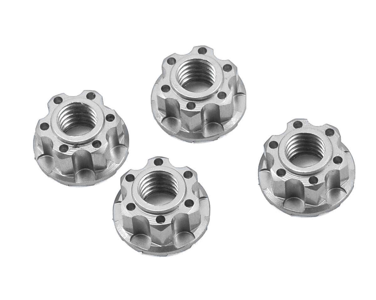 Yeah Racing 4mm Aluminum Serrated Wheel Lock Nut (4) (Silver) [YEA-YA-0448SV]