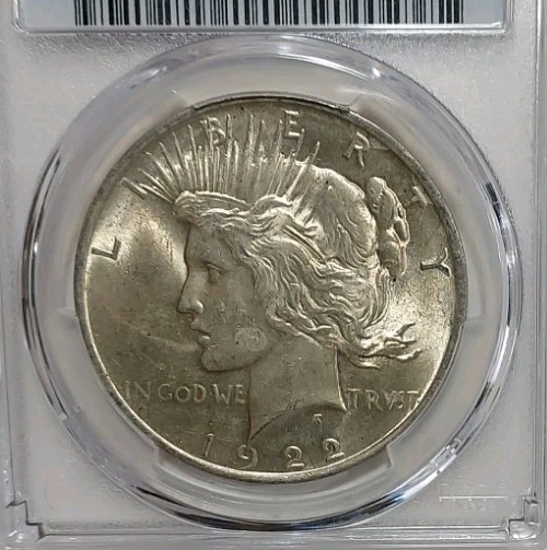 1922 P Peace Dollar PCGS MS64 Toning 90% Silver