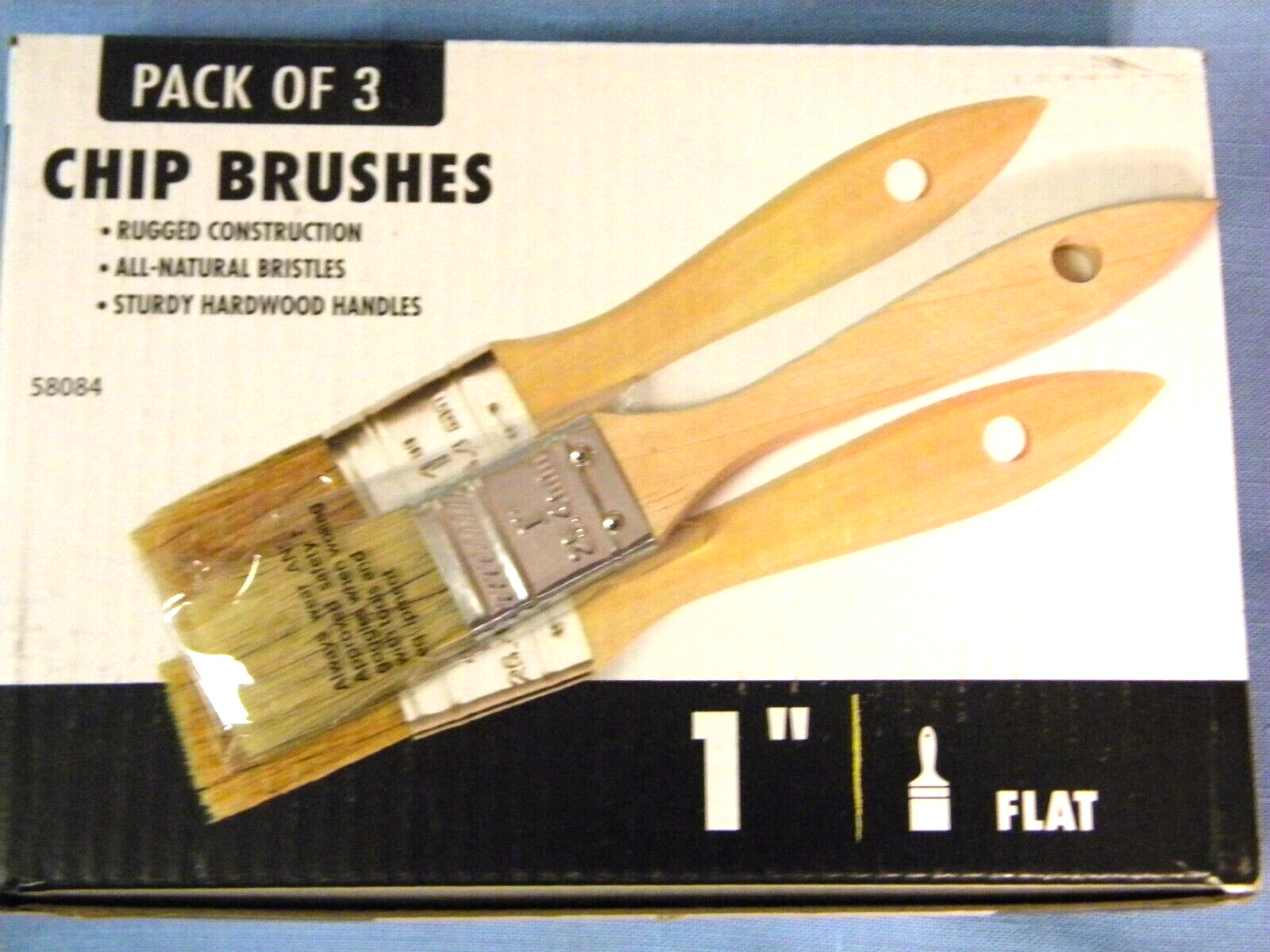 1 inch Chip Brushes 3 pack Natural Pure Bristle For Paint Varnish Cleaning Art