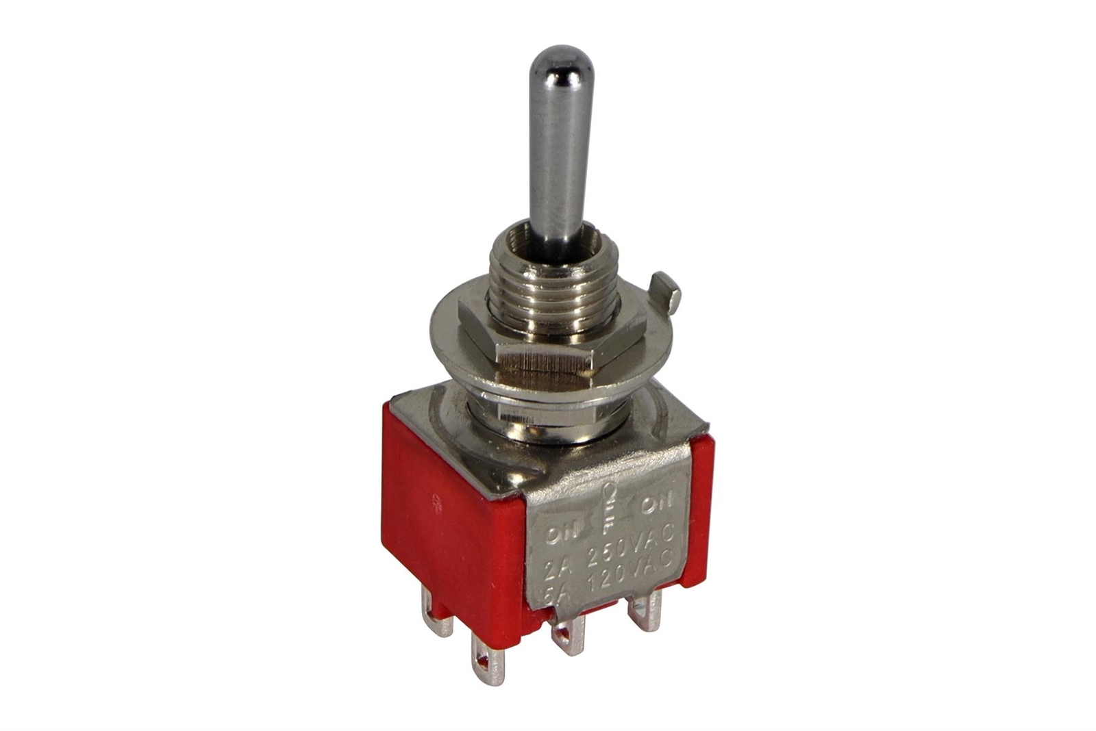 Mini Toggle Switch 3-way On-Off-On Round Lever Chrome