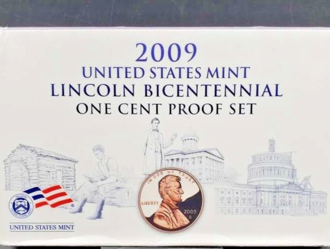 2009 S Lincoln Bicentennial US Mint One Cent Proof 4 Coin Set Original Box COA