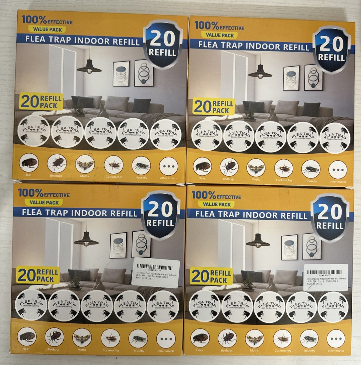 4 x 20-Pack Disposable Flea Trap Sticky Refill Glue Discs – New & Unused