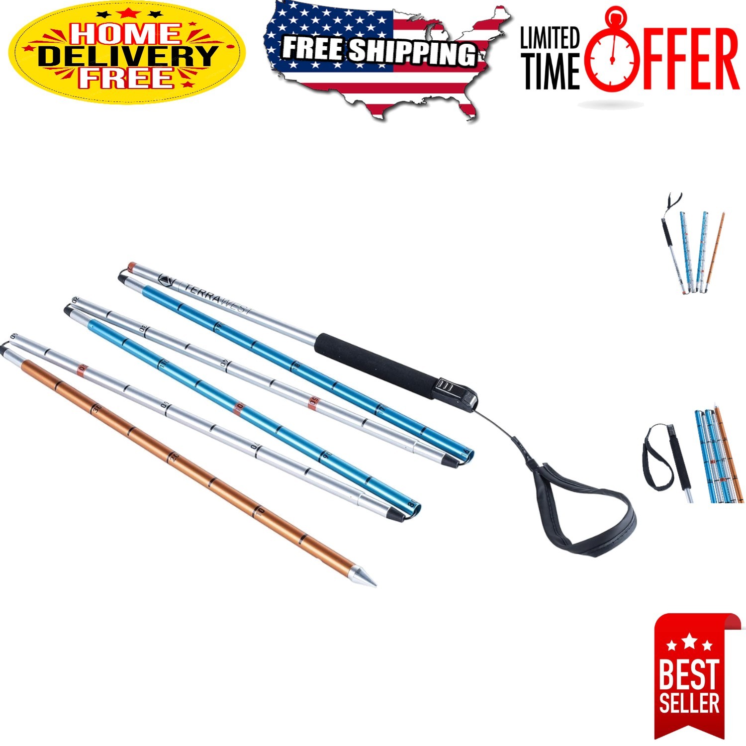 Sleek Blue Core 240 Avalanche Probe - Essential Gear for Winter Sports Safety