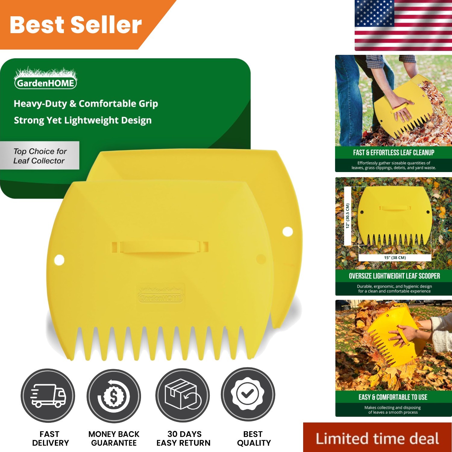 Multi-Functional Leaf Scoops with Adjustable Handles - Perfect for Garden Debris