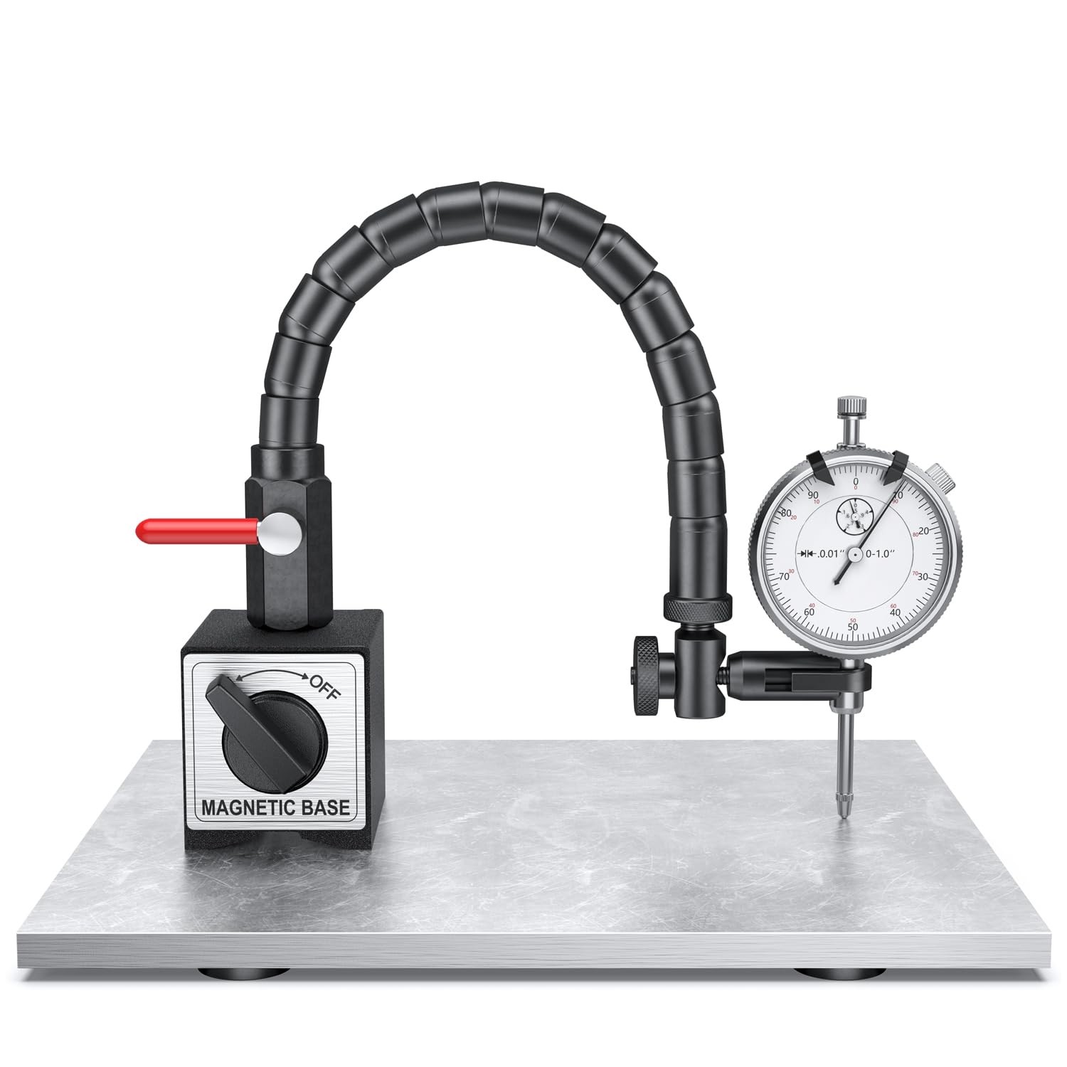 HDLNKAK Dial Indicator 0-1'' with Magnetic Base, 0-1‘’, White