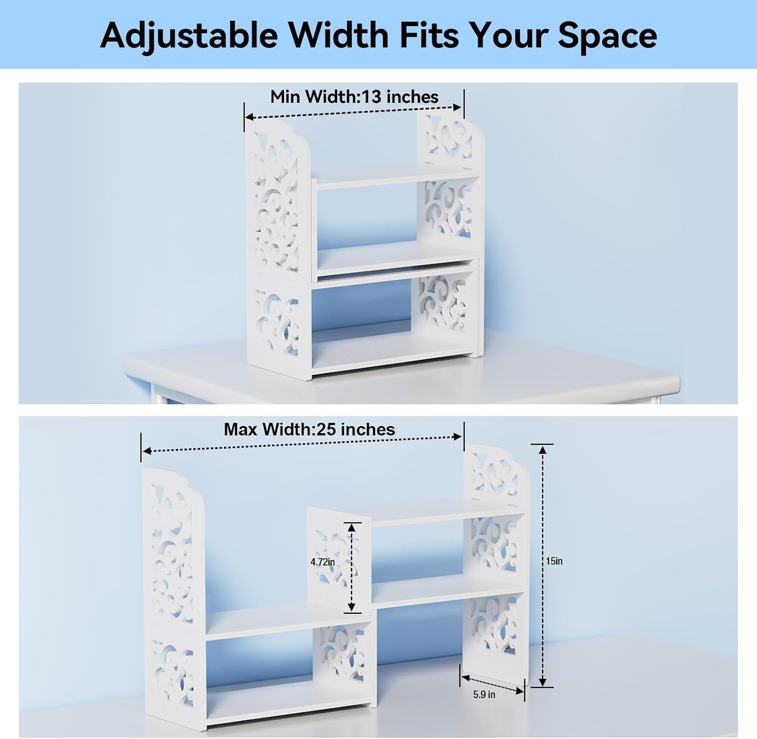 Modern Adjustable Desktop Shelf - Lightweight, Easy Assembly for Home & Office
