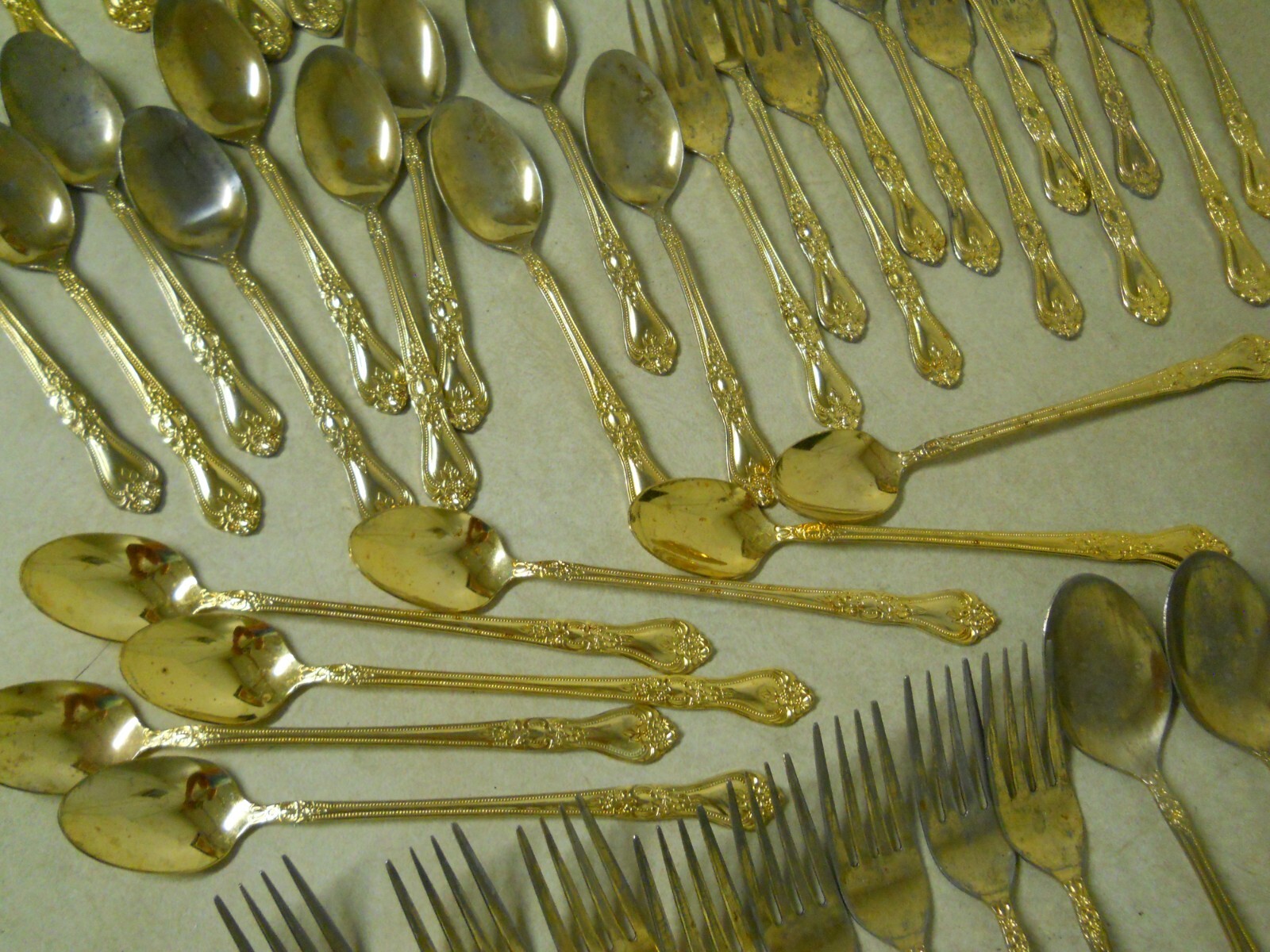 International EP Gold Precious Rose Pattern Flatware Set Replacements 63 PC
