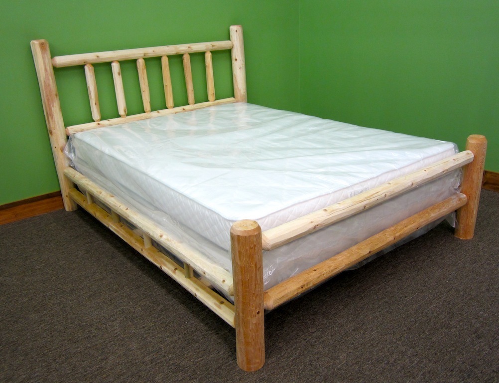 Log Bed ~ Twin ~ Unfinished | Solid Cedar | Double Side Rails | Handmade in USA