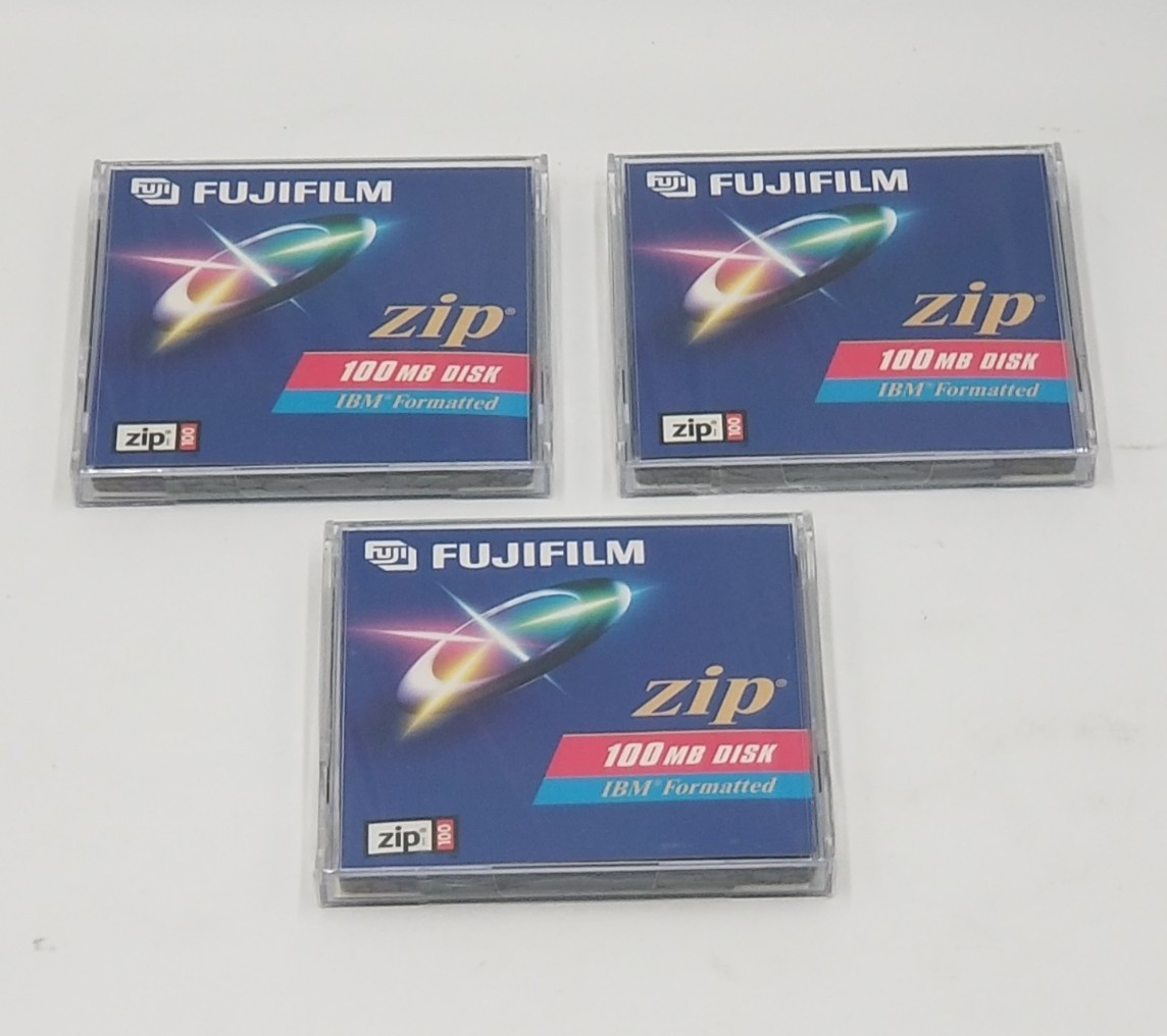 Fujifilm Zip Lot of 3 100mb Disk IBM Formatted - New & Sealed - Free Shipping