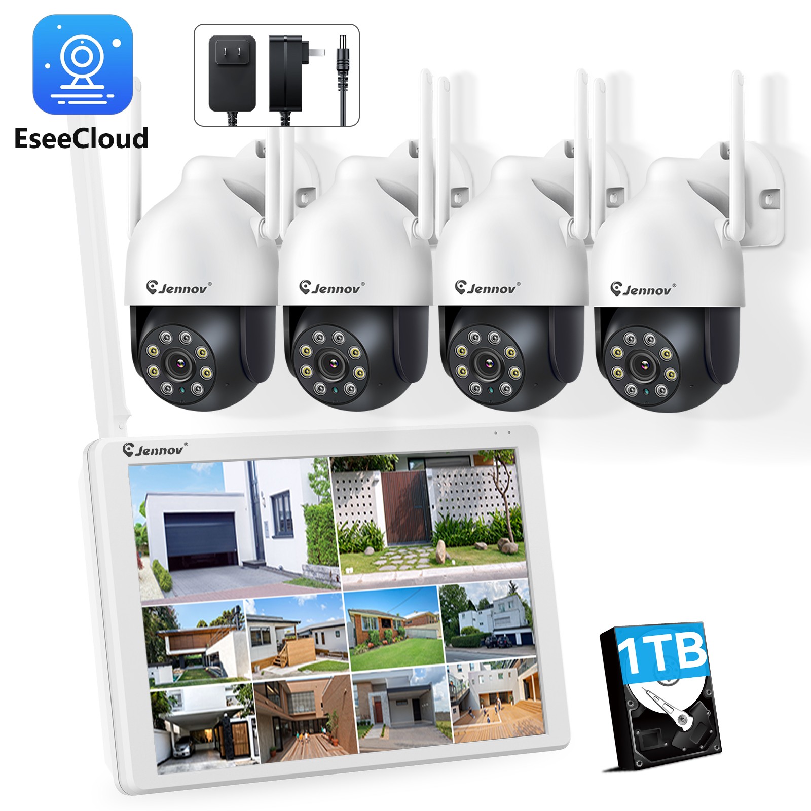 Home Security Camera System Wireless 5MP Outdoor Two Way Audio 10CH NVR Monitor