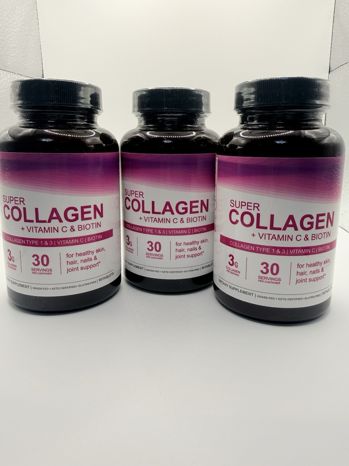 SUPER COLLEGEN + VITAMIN C & BIOTIN 3 BOTTLES