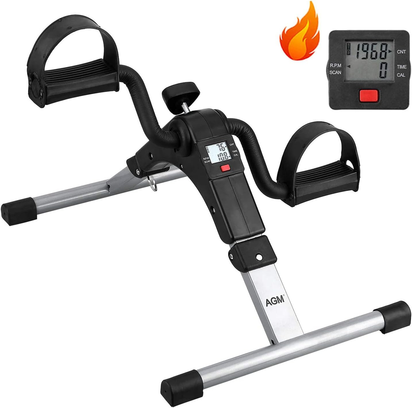 Folding Mini Exercise Bike Pedal Exerciser Adjustable Resistance Portable