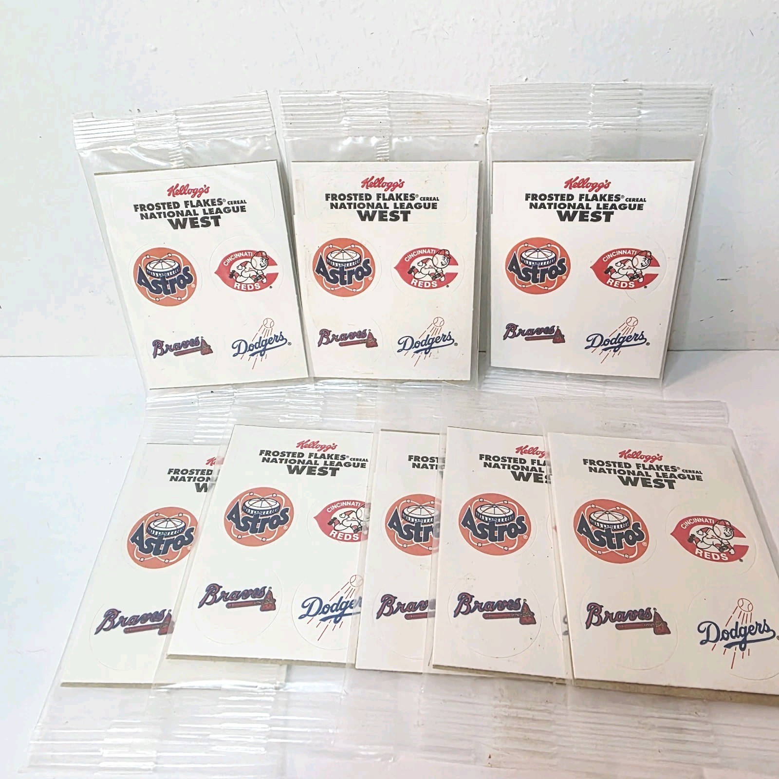 8 Vtg 90's Ad Promo Kellogg's National Baseball League West Stickers Party Favor