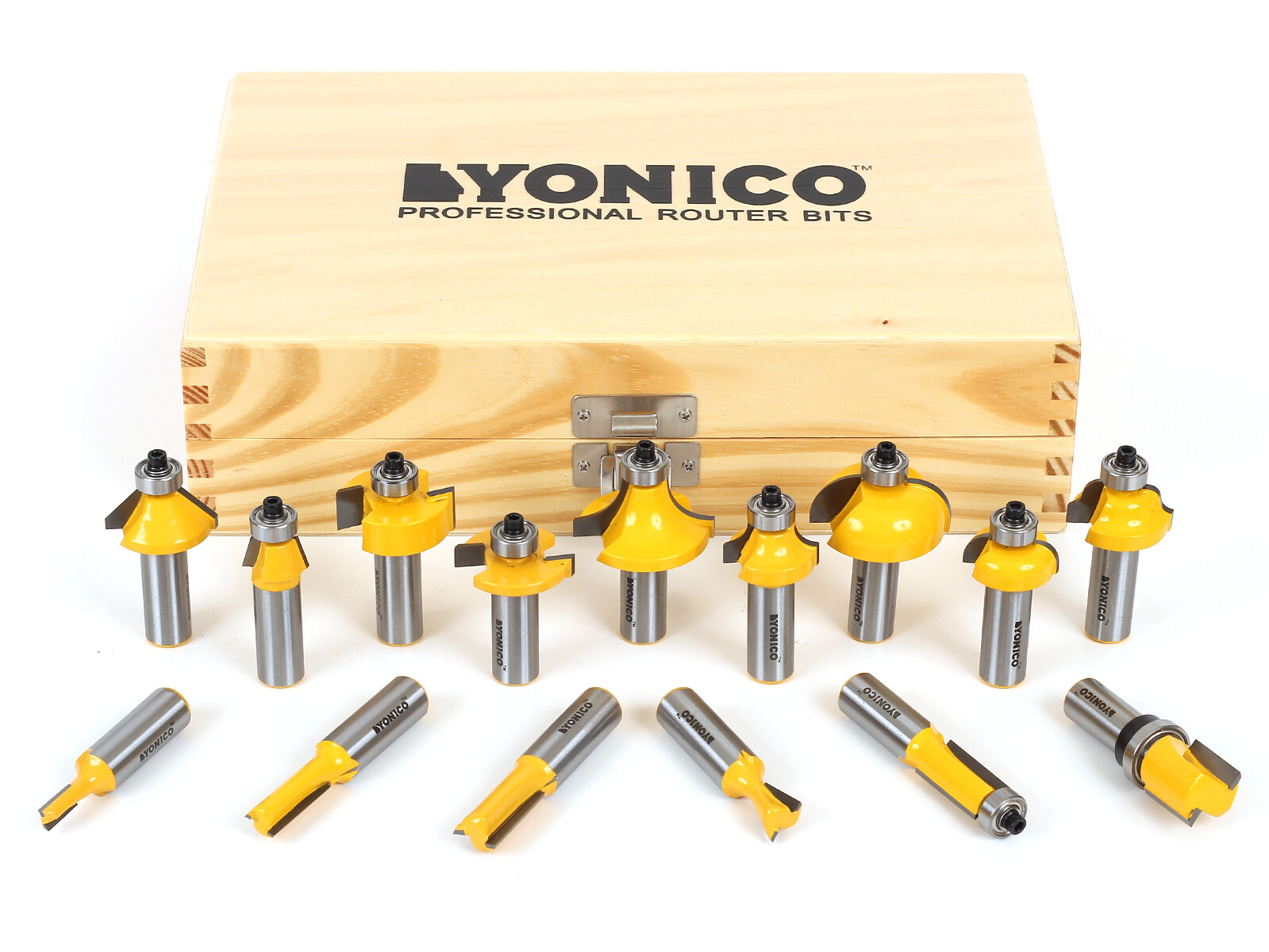 15 Bit Carbide Tipped Router Bit Starter Set - 1/2" Shank - Yonico 17150