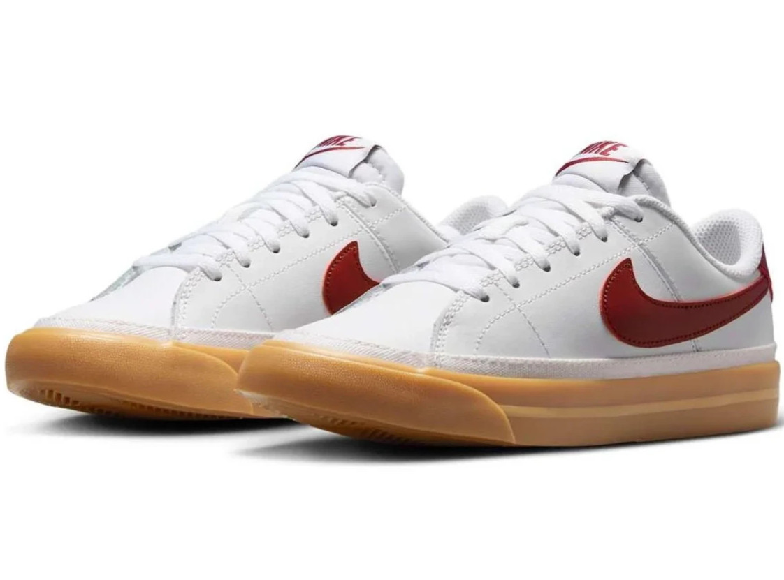 NEW Nike Court Legacy DA5380-132 White Team Red Gum Sole Shoes 6Y or Women's 7.5