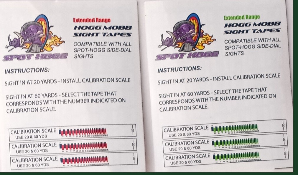 Spot Hogg Extended Range Hogg Mobb Bow Sight Tapes - RED OR GREEN