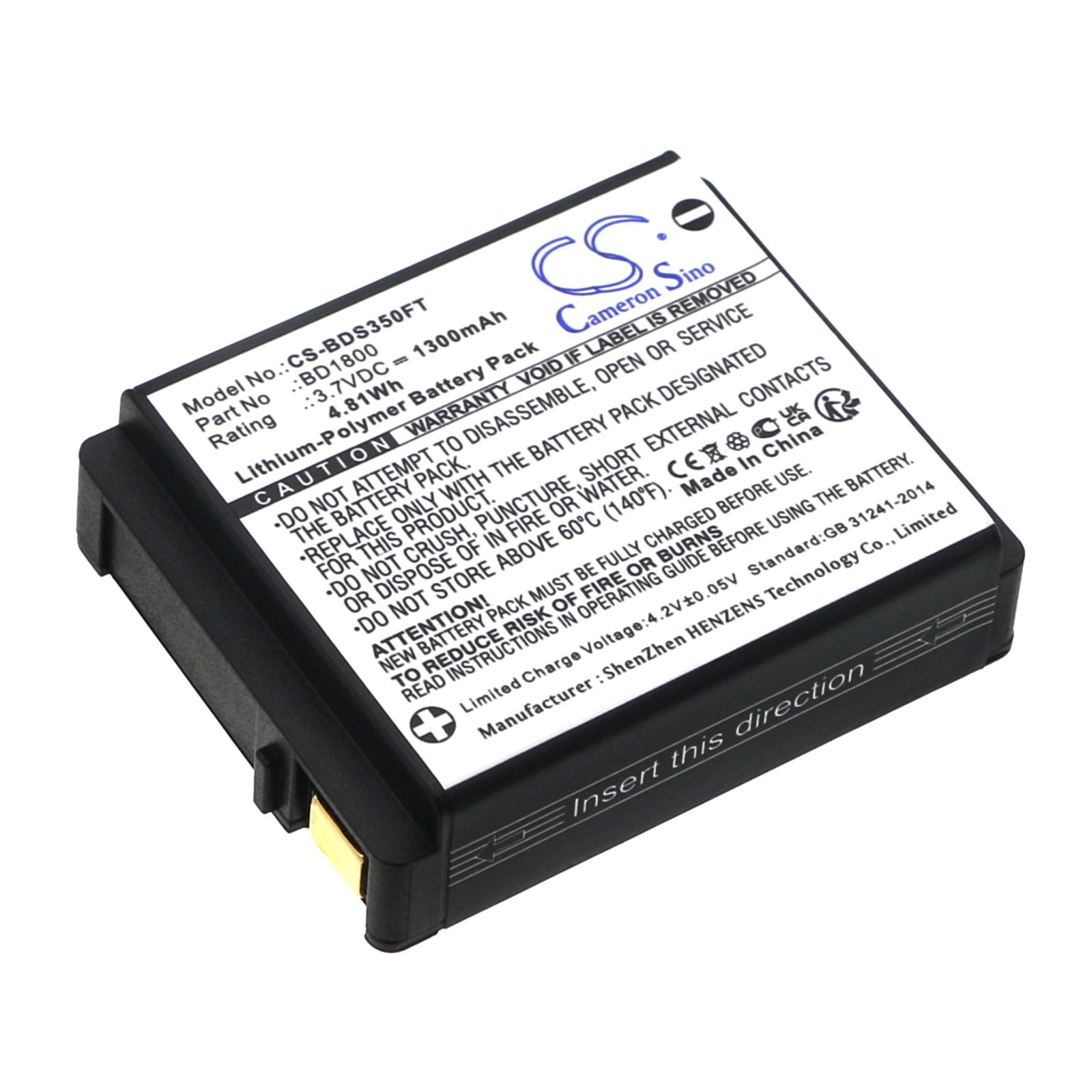 BATTERIE 1300mAh Type 620655B, BD1800 For Black Diamond ReVolt 350, Sprinter 275