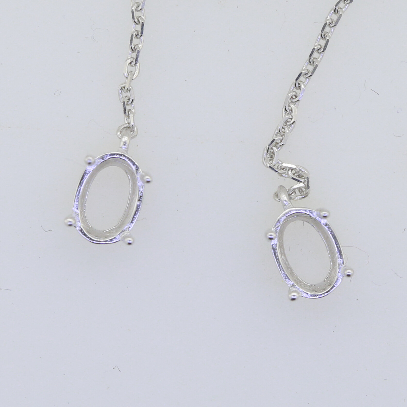 Sterling Silver Semi Mount Earrings Setting Oval OV 7x5mm Halo String