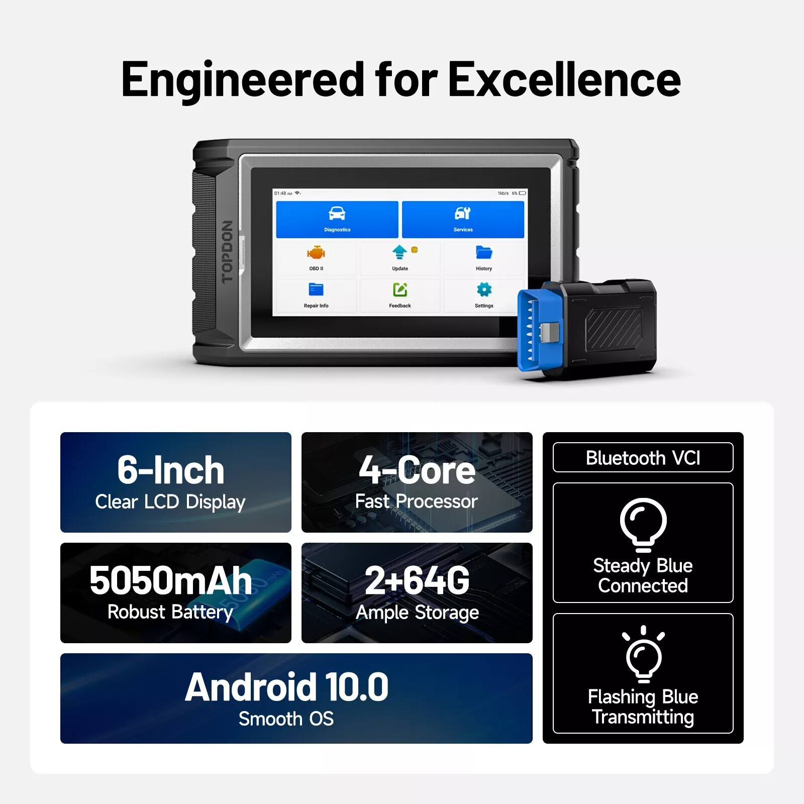 TOPDON AD800BT 2 OBD2 Scanner Tool Full System Diagnostic Tool ENG ABS SRS TPMS