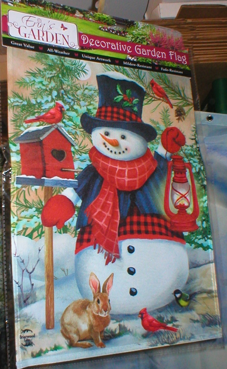 SNOWMAN FLAG 12.5" X 18 SNOWMAN & FRIENDS SOLD AS IS