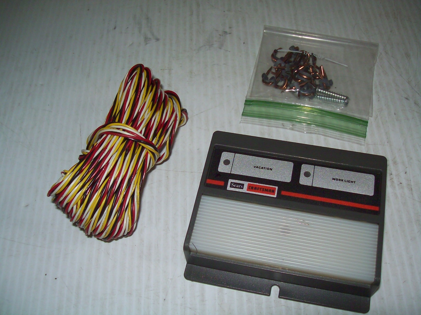 Vintage 1980's Sears Craftsman Garage Door Opener Wall Control Staples Wire NOS