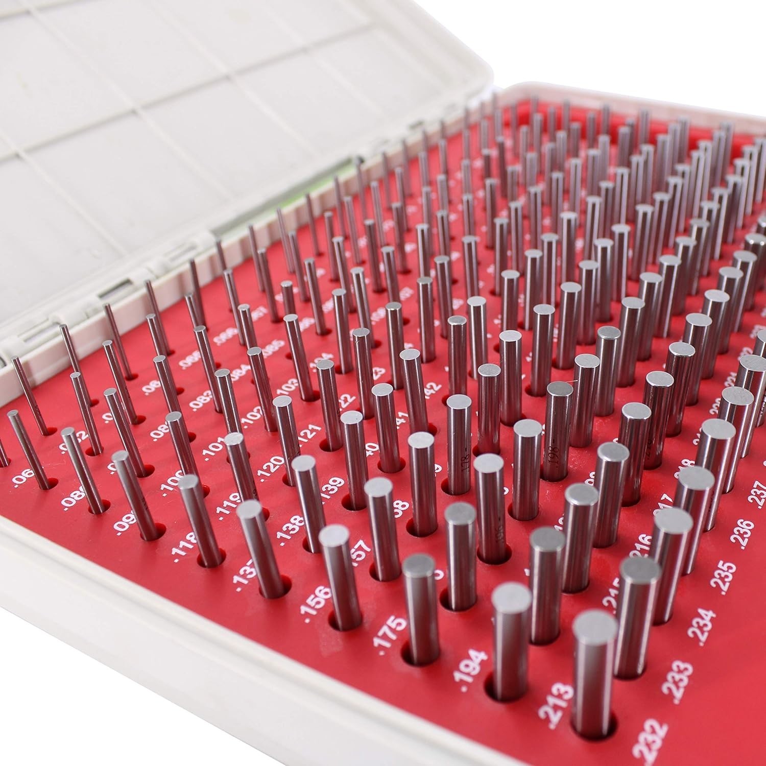 Steel Pin Gage Set Minus Heat Treated with Storage Case M1 190pcs 0.061"-0.250"