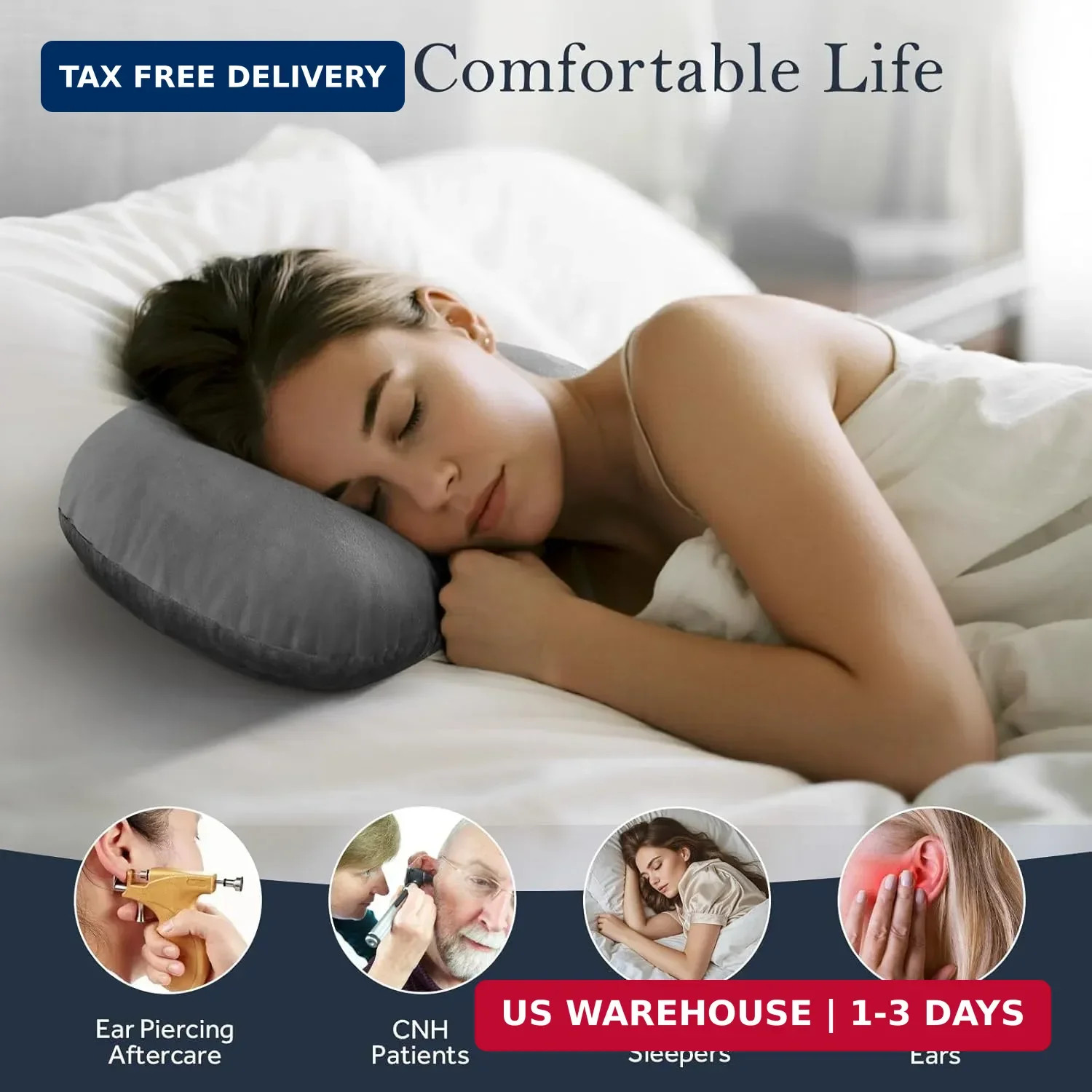 SofGlowly Ear Piercing Pillow for Side Sleepers, Larger Ear Hole Design for Comf