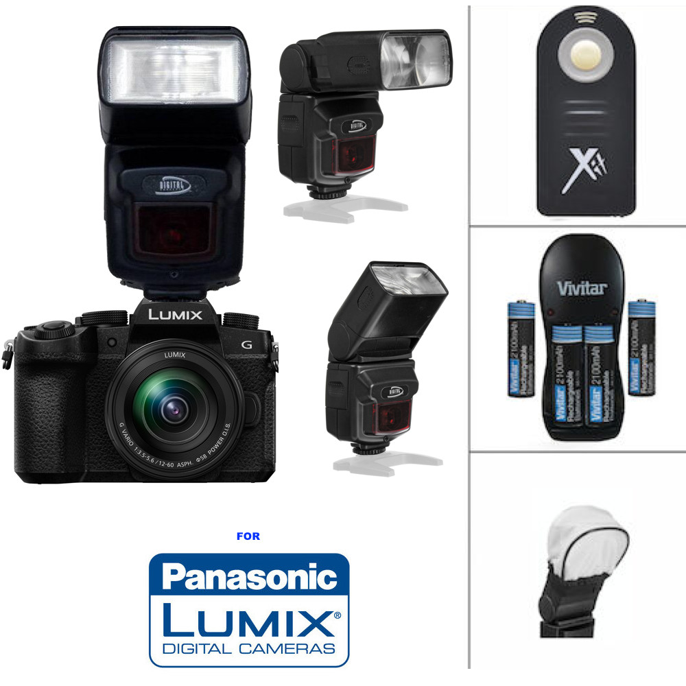 TTL PRO ZOOM SWIVEL FLASH + REMOTE + CHARGER + BATTERIES FOR Panasonic Lumix S5