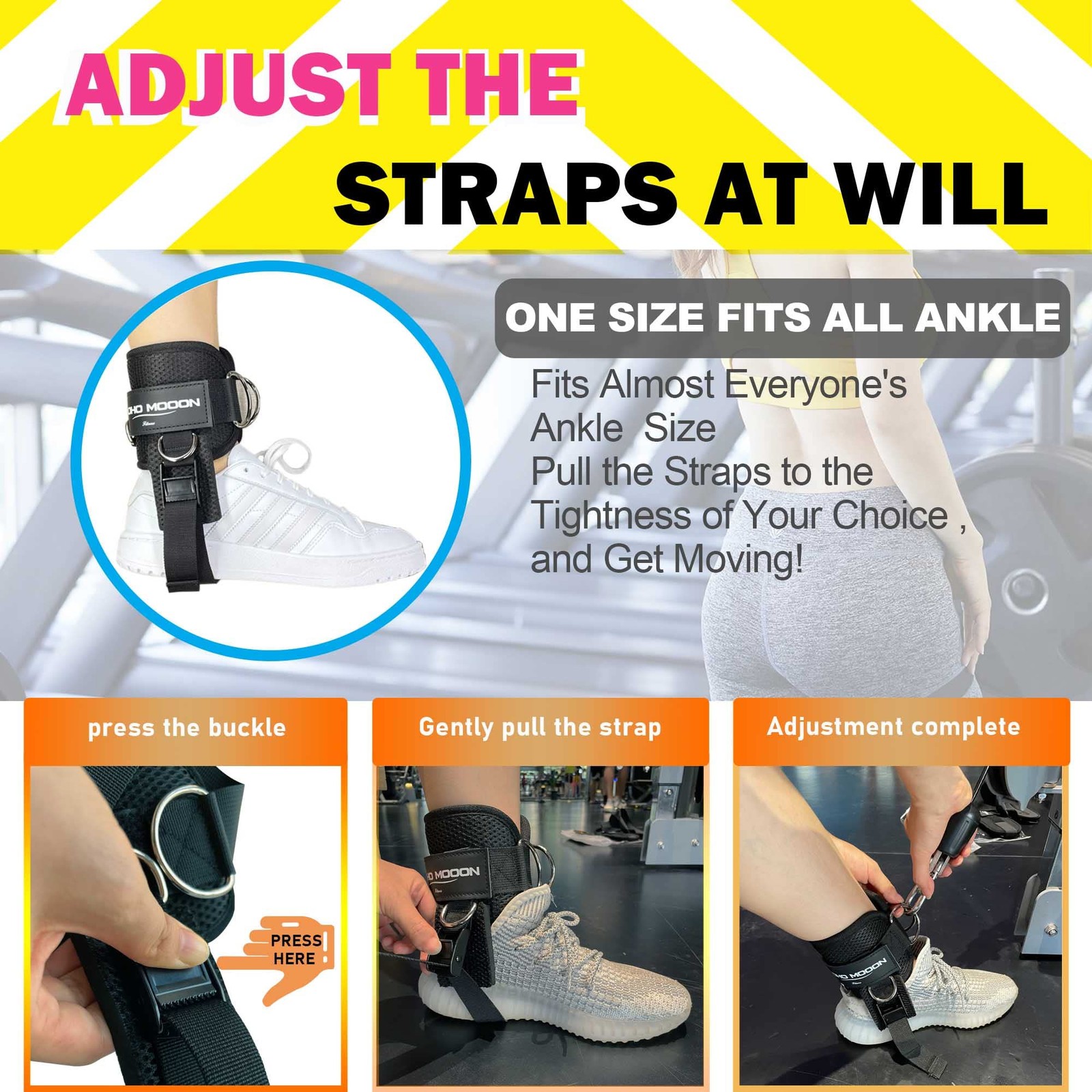 Adjustable Ankle Straps for Cable Machines Neoprene Cuffs for Glute Kickbacks