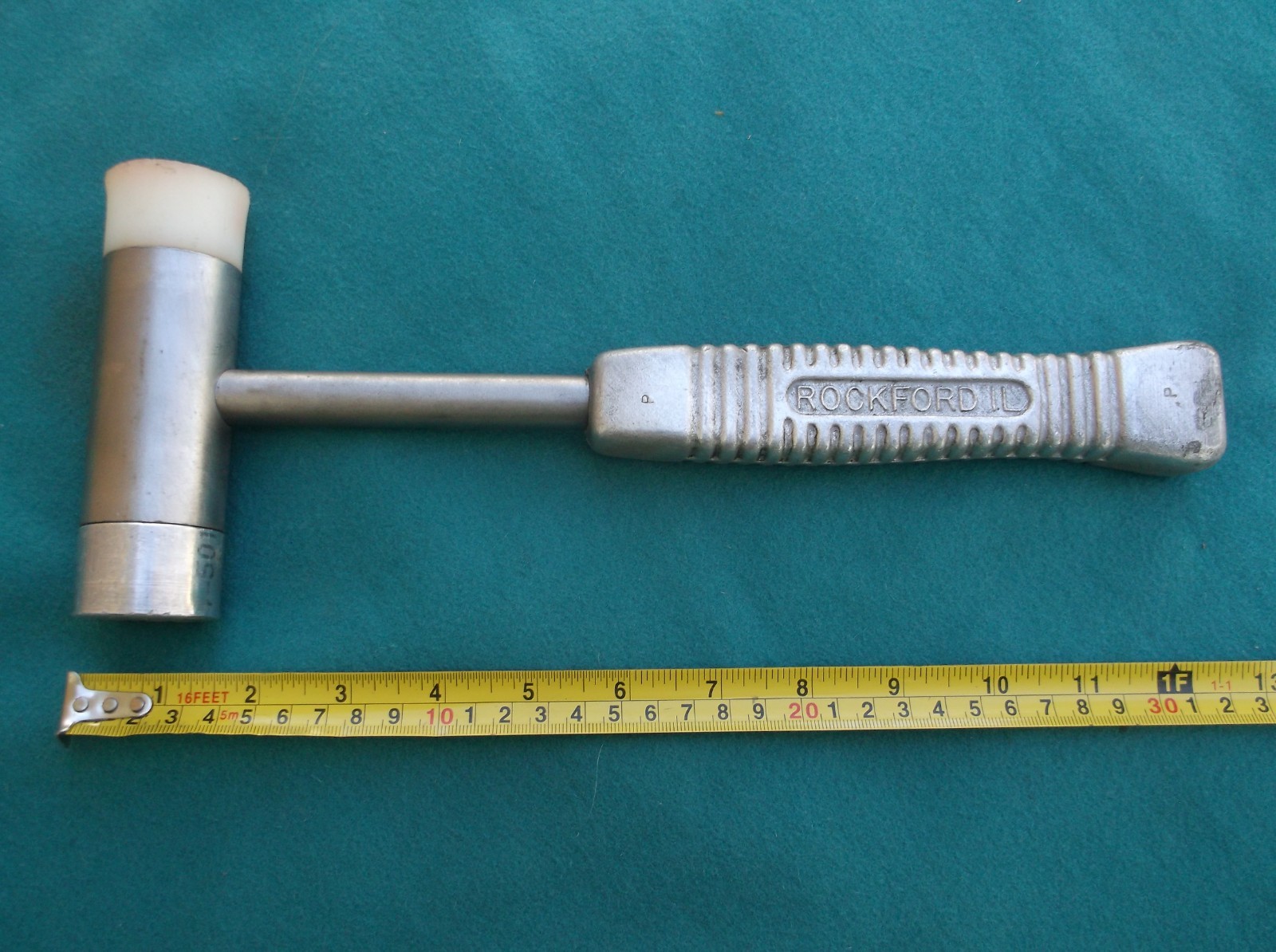 Vintage Rockford IL Industrial 3 lb Non-Sparking Hammer Plastic & Stainless Face