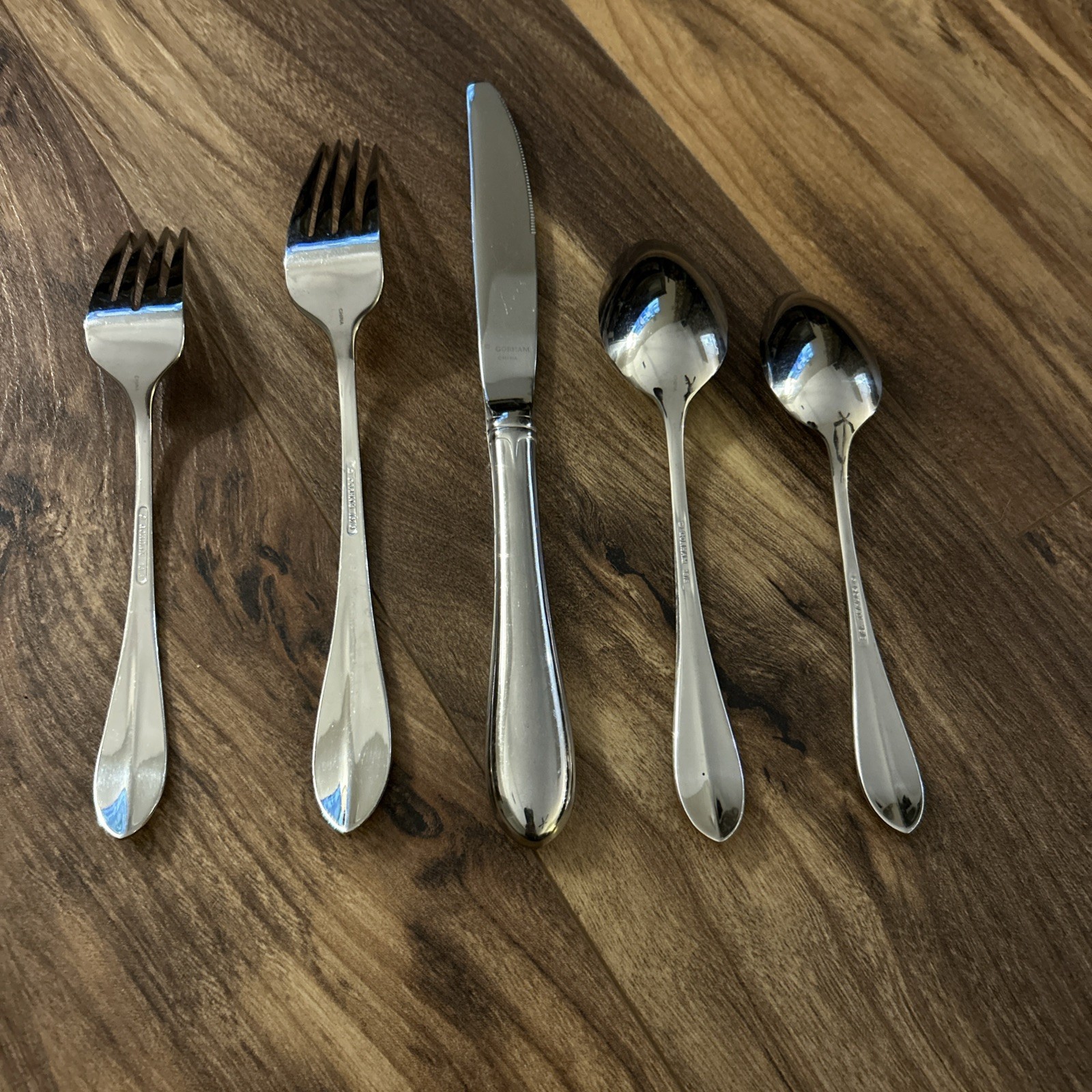 Gorham Meredith 5 Piece Place Setting Stainless 18/8 Flatware Ridge Back