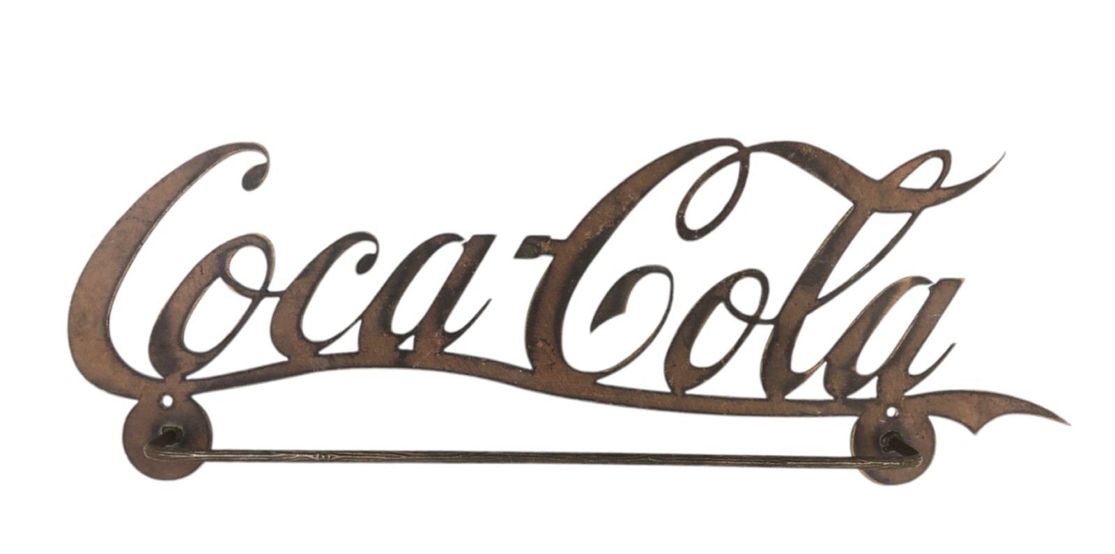 Laser Cut & Welded Metal Coca-Cola Logo Wall Mount Towel Bar 28" Long
